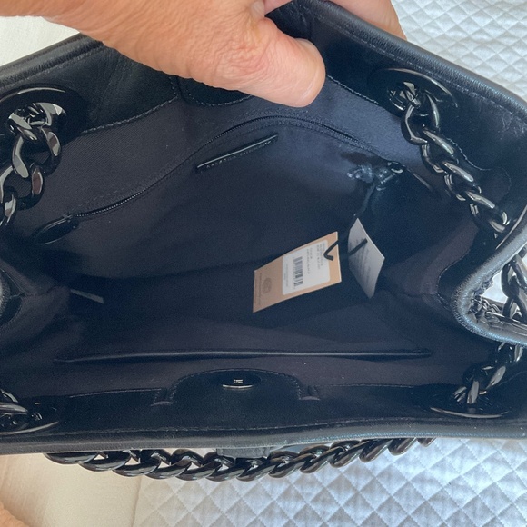 Rebecca Minkoff Edie Large Bucket Bag NWT Natural Woven Straw with Black Trim - Picture 7 of 12